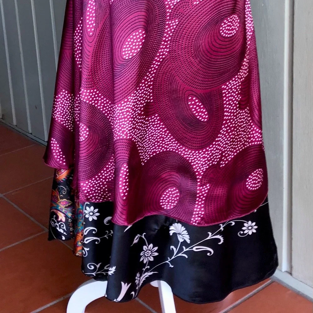 No label Indian Poly Reversible Long Wrap Skirt. Free Size - Picture 1 of 8